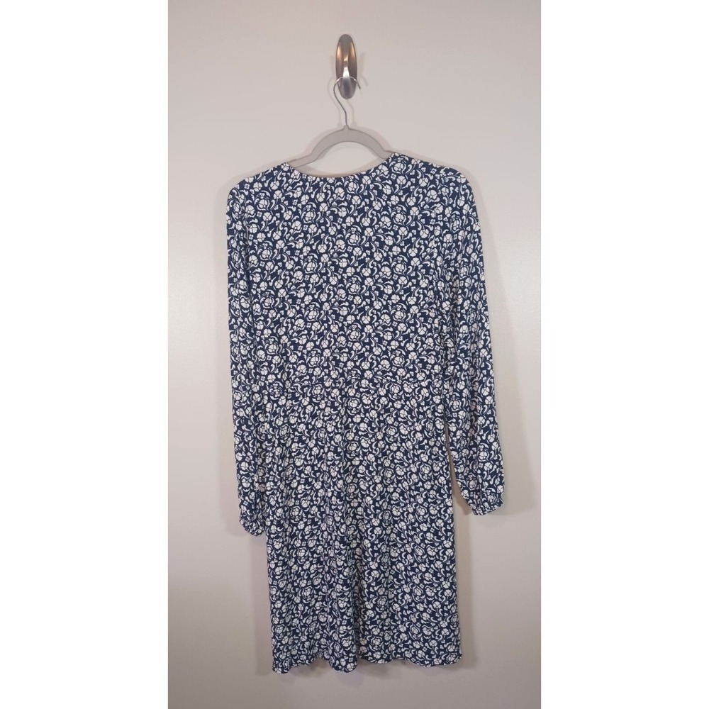Boden Floral Dress 6 Navy Ivory Fit Flare Long Sleeve Pockets Work Career NWOT - Picture 5 of 6